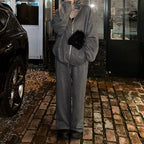 Women's Glitter Zip-Up Hoodie and Wide-Leg Pants Set