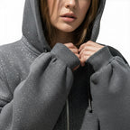 Women's Glitter Zip-Up Hoodie and Wide-Leg Pants Set