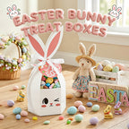 10PCS Easter Bunny Treat Boxes with Ribbons & Tags