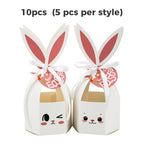 10PCS Easter Bunny Treat Boxes with Ribbons & Tags