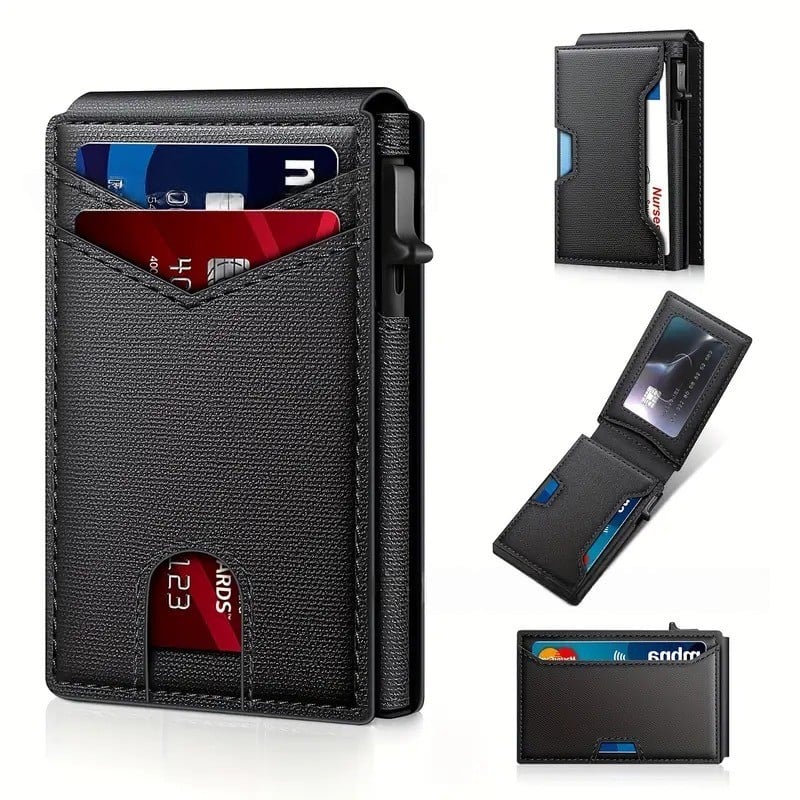 💳Slim Pop Up RFID Wallet Leather Card Holder with Money💥