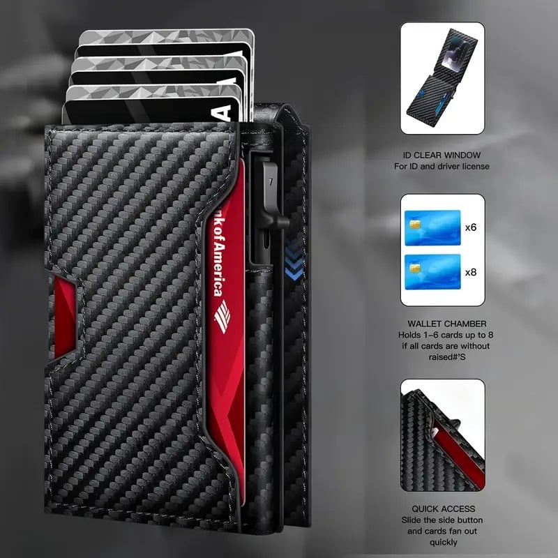 💳Slim Pop Up RFID Wallet Leather Card Holder with Money💥