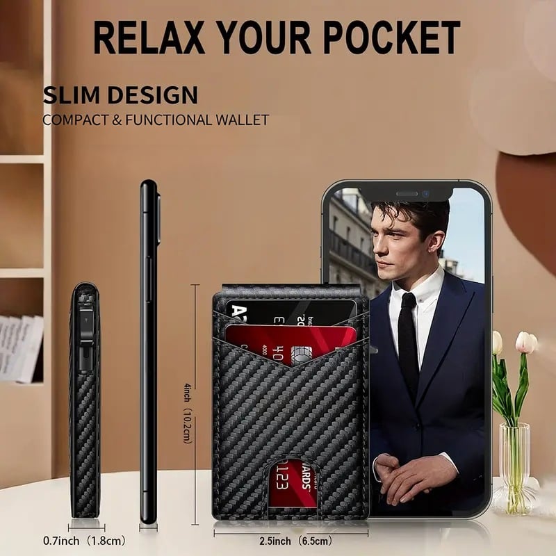 💳Slim Pop Up RFID Wallet Leather Card Holder with Money💥