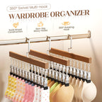 👕360° Swivel Multi-Hook Wardrobe Organizer--10 clips