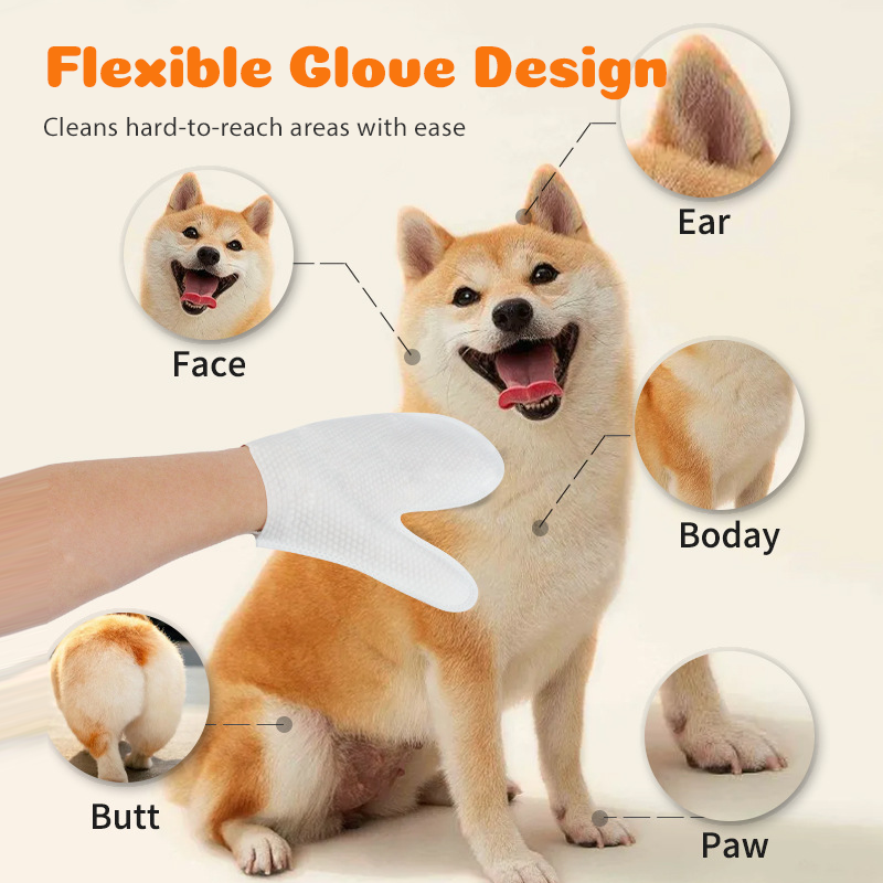 Pet Grooming Glove Wipes for Dogs & Cats - 6PCS/Pack