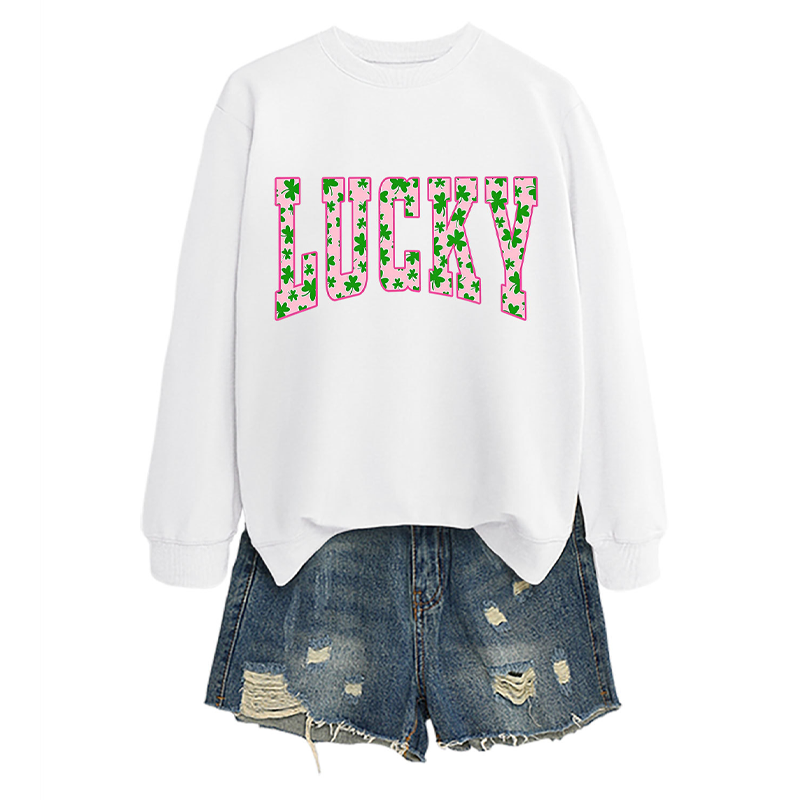 🍀St. Patrick’s Day Essential! Women's Lucky Shamrock Graphic Sweatshirt