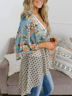 ✨Women's Floral Kimono Ruffle Sleeve Tie Cardigans Flowy Boho Loose Cover Ups