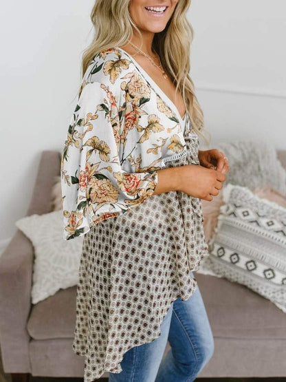 ✨Women's Floral Kimono Ruffle Sleeve Tie Cardigans Flowy Boho Loose Cover Ups