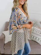 ✨Women's Floral Kimono Ruffle Sleeve Tie Cardigans Flowy Boho Loose Cover Ups