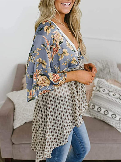 ✨Women's Floral Kimono Ruffle Sleeve Tie Cardigans Flowy Boho Loose Cover Ups