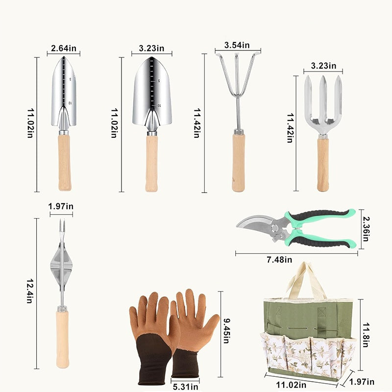 Heavy-Duty Garden Tool 9-Piece Set