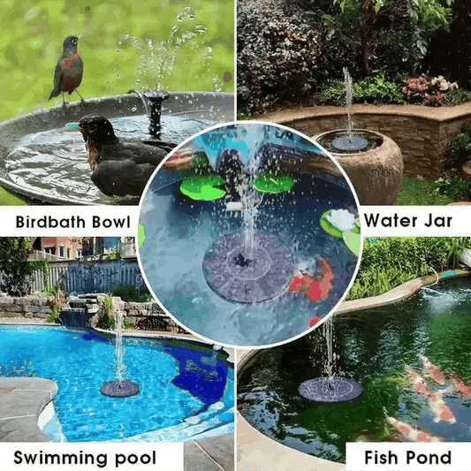 🎁Solar Fountain, Solar Powered Bird Bath Fountain Pump with 4 Nozzles 1.4W Solar Panel Kit Water Pump, Outdoor Watering Submersible Pump for Pond, Pool, Garden, Fish Tank