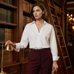 Women's Long Sleeve Button-Down Bodysuit Shirt