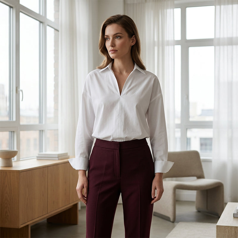 Women's Long Sleeve Button-Down Bodysuit Shirt