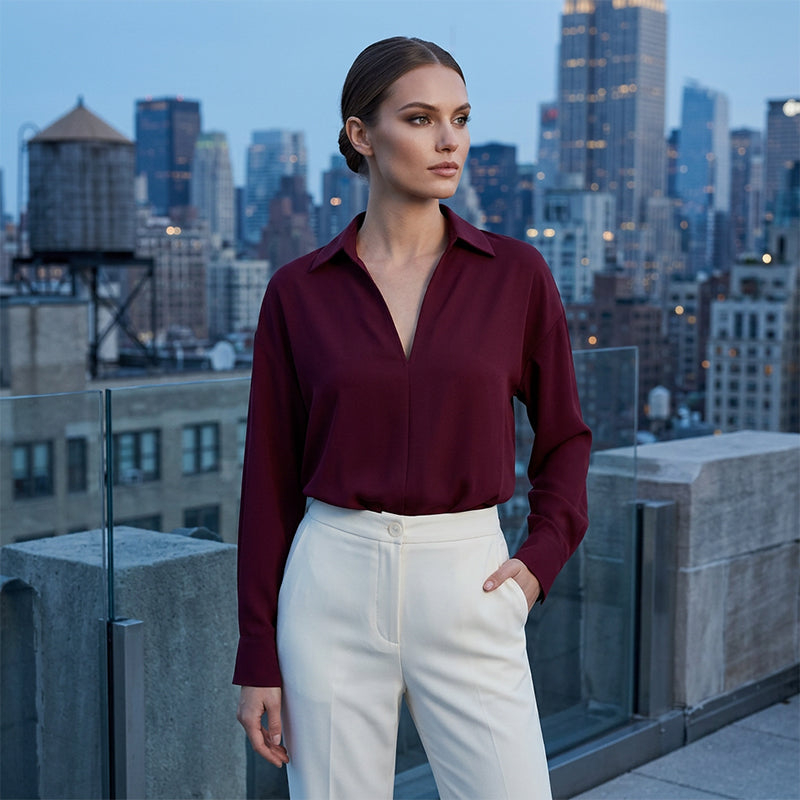 Women's Long Sleeve Button-Down Bodysuit Shirt