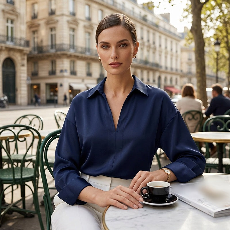 Women's Long Sleeve Button-Down Bodysuit Shirt