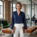 Women's Long Sleeve Button-Down Bodysuit Shirt