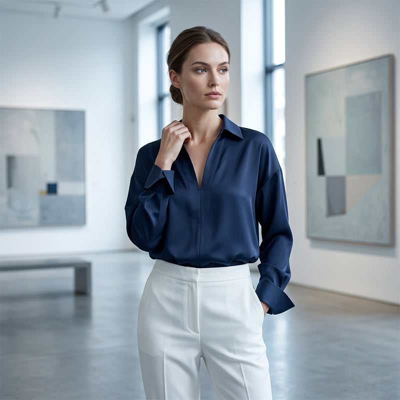 Women's Long Sleeve Button-Down Bodysuit Shirt