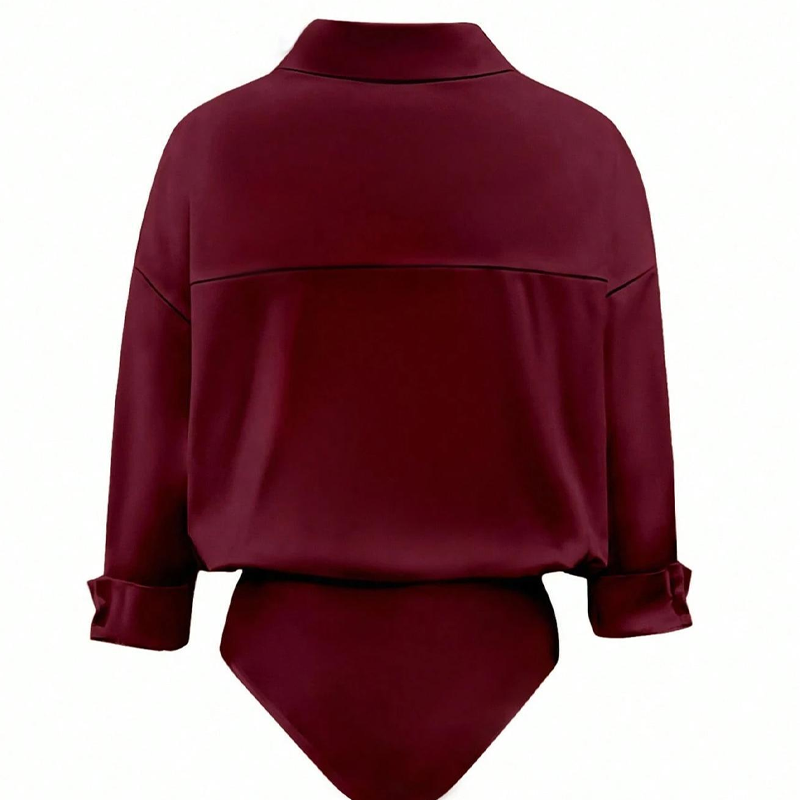 Women's Long Sleeve Button-Down Bodysuit Shirt