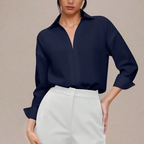 Women's Long Sleeve Button-Down Bodysuit Shirt