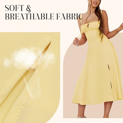 Women's Elegant Lace-Up Dress with Side Slit