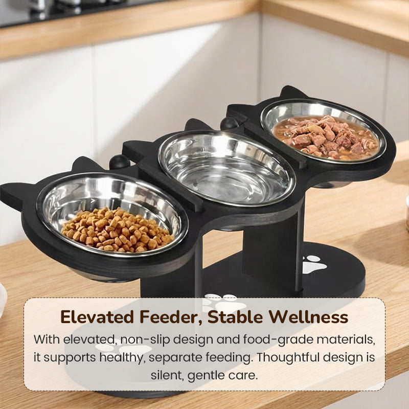 🐾 Anti-Slip Elevated 3-Bowl Pet Feeder! 🍲🐶🐱