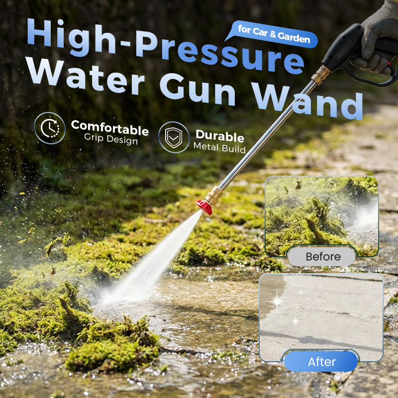 High-Pressure Water Gun Wand – 3 Nozzles, Durable Alloy & Anti-Slip Grip for Ultimate Cleaning 💦