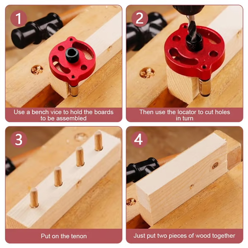⚙️ Self-Centering Dowel Jig Kit – Precision Woodworking, Adjustable Bushings & Durable Aluminum 🔨📏✨