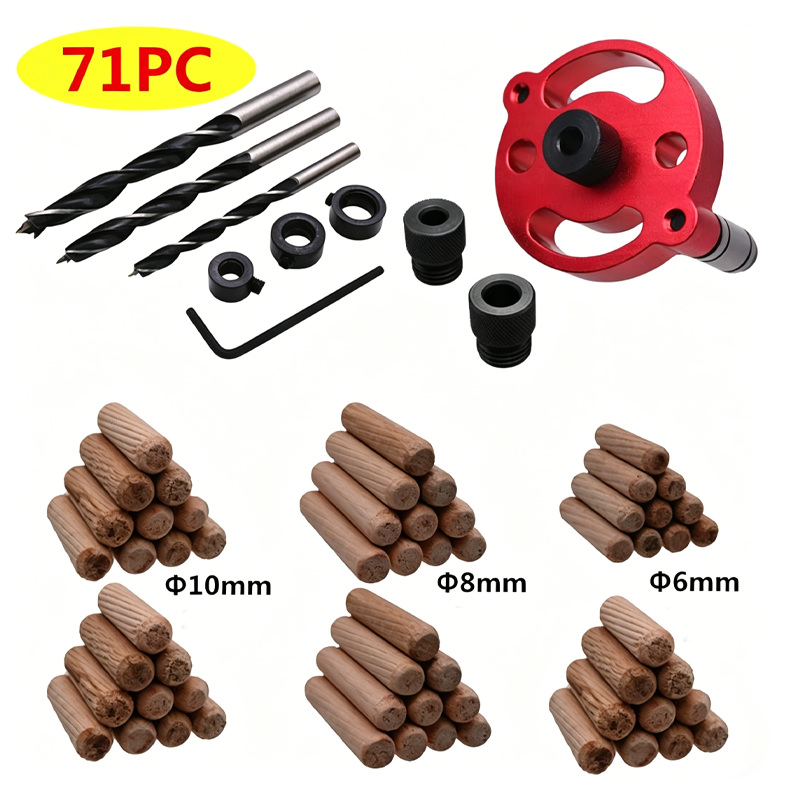 ⚙️ Self-Centering Dowel Jig Kit – Precision Woodworking, Adjustable Bushings & Durable Aluminum 🔨📏✨