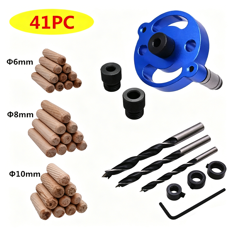 ⚙️ Self-Centering Dowel Jig Kit – Precision Woodworking, Adjustable Bushings & Durable Aluminum 🔨📏✨