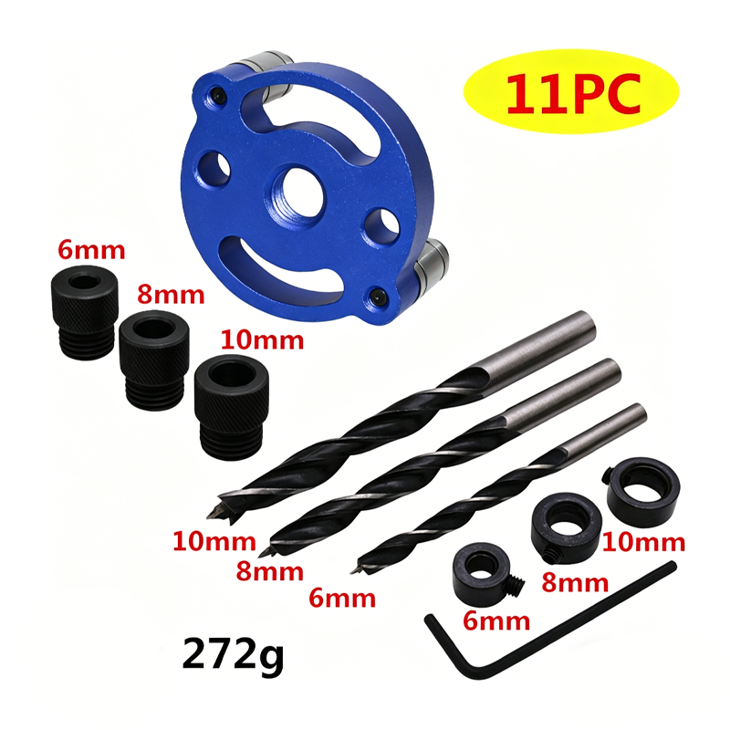 ⚙️ Self-Centering Dowel Jig Kit – Precision Woodworking, Adjustable Bushings & Durable Aluminum 🔨📏✨