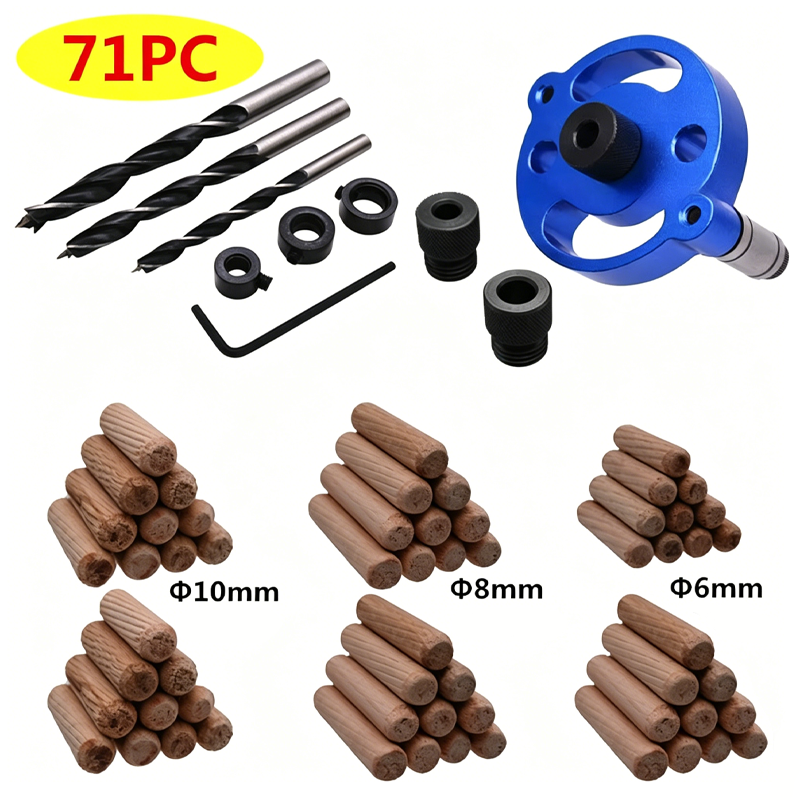 ⚙️ Self-Centering Dowel Jig Kit – Precision Woodworking, Adjustable Bushings & Durable Aluminum 🔨📏✨
