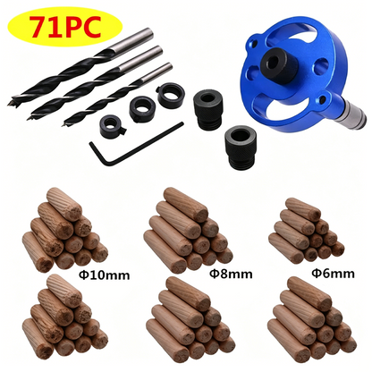 ⚙️ Self-Centering Dowel Jig Kit – Precision Woodworking, Adjustable Bushings & Durable Aluminum 🔨📏✨