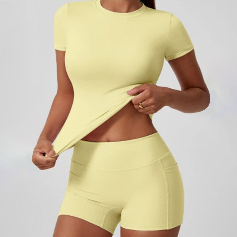 🔥Women's High-Stretch Top & Shorts Set – Soft, Breathable, Perfect for Yoga or Lounge 🧘‍♀️✨