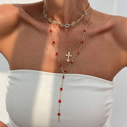🌸Layered Gold Cross Necklaces for Women