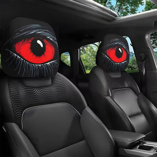Spooky Red Eye Car Headrest Cover
