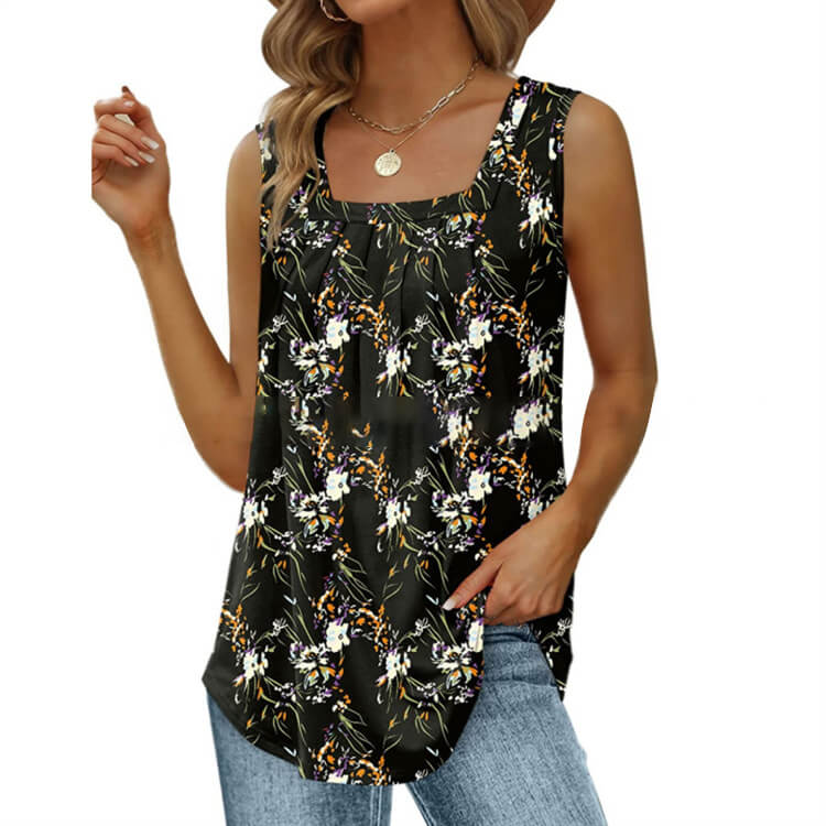🔥Women's Square Neck Sleeveless Vest T-Shirt