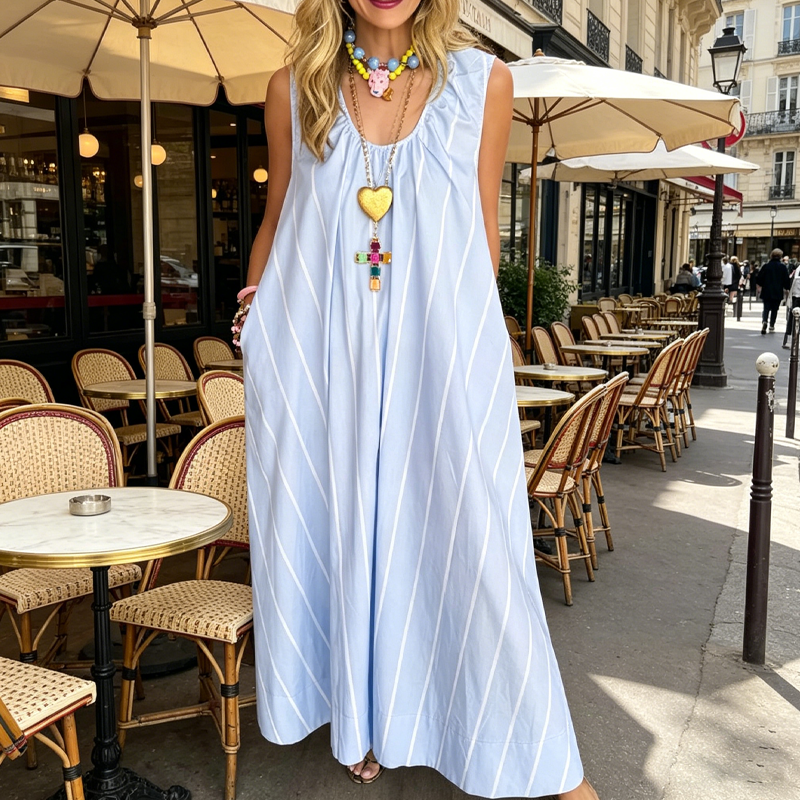 Women's Flowy Sleeveless Pocket Maxi Dress