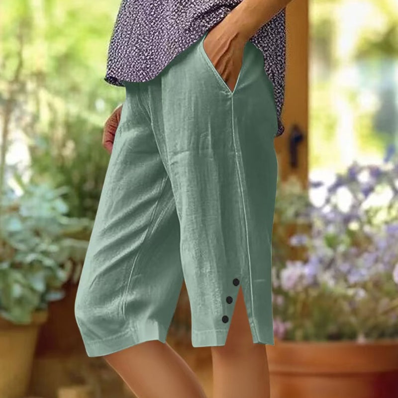 ⏳Time-Limited Special ⏰Women's Casual Solid Color Pocket Capri Pants