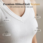 ⛱️ 💞Women's V-Neck Ribbed Knit Tank Top