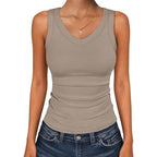 ⛱️ 💞Women's V-Neck Ribbed Knit Tank Top