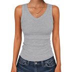 ⛱️ 💞Women's V-Neck Ribbed Knit Tank Top