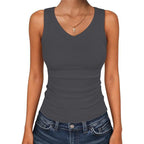 ⛱️ 💞Women's V-Neck Ribbed Knit Tank Top