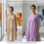 Women's Knee-Length Formal Dress and Cardigan Set