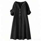 Women's Casual V-Neck Button Down Tunic Dress
