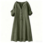 Women's Casual V-Neck Button Down Tunic Dress