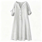 Women's Casual V-Neck Button Down Tunic Dress