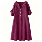 Women's Casual V-Neck Button Down Tunic Dress
