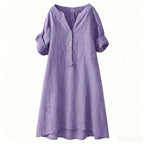 Women's Casual V-Neck Button Down Tunic Dress