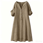 Women's Casual V-Neck Button Down Tunic Dress